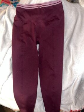 PINK Victoria's Secret Wine Leggings with Pink Waistband